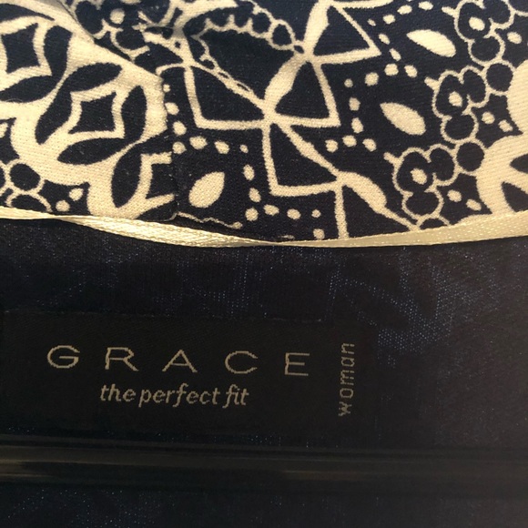 Long light weight jacket, 22W, Navy & White - Picture 3 of 4